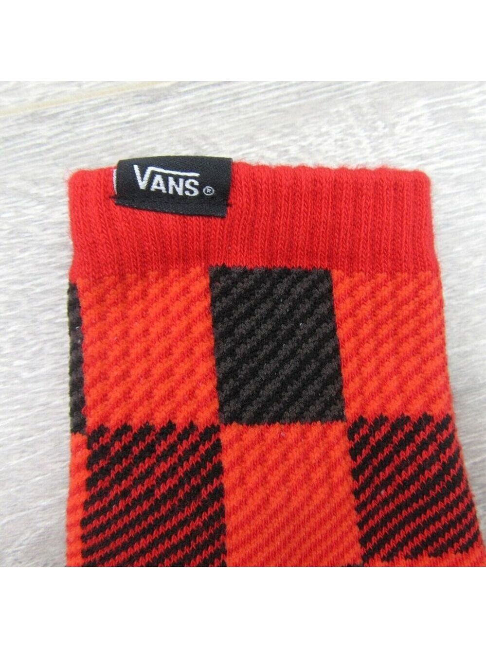 Vans Checkered Plaid Half Crew Socks Women's Size 6.5-10 Red Black (1 Pair) NEW - Picture 6 of 11